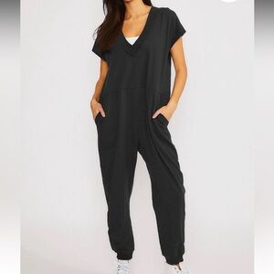 Wasabi + Mint Hannah Slub Cotton Jumpsuit! Navy